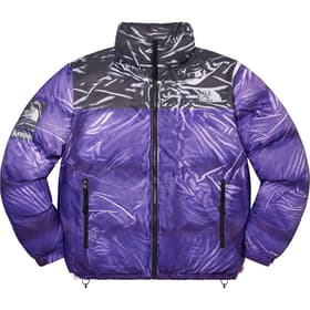 Supreme The North Face Trompe L’oeil Printed Nuptse Jacket Purple