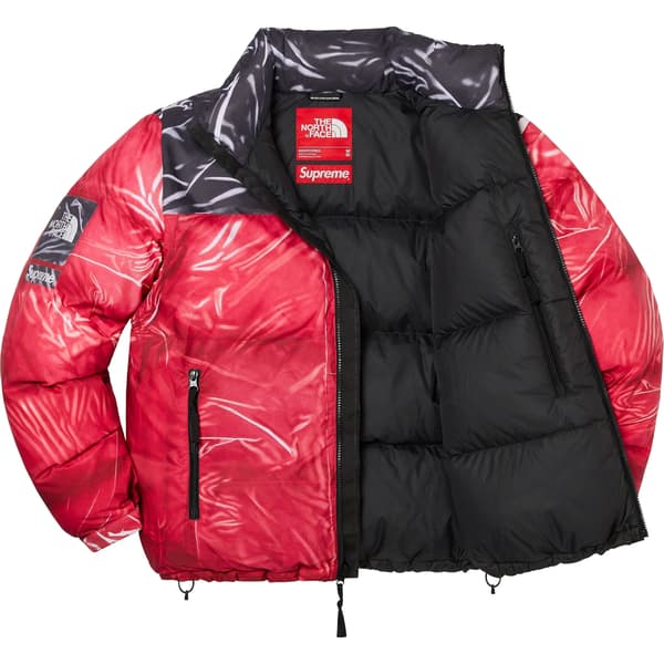 Supreme The North Face Trompe L’oeil Printed Nuptse Jacket - Red (front)