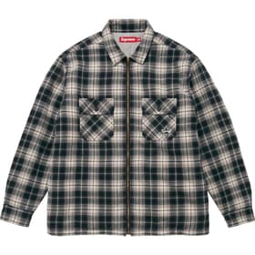Supreme Thermal Lined Zip Up Flannel Shirt Black
