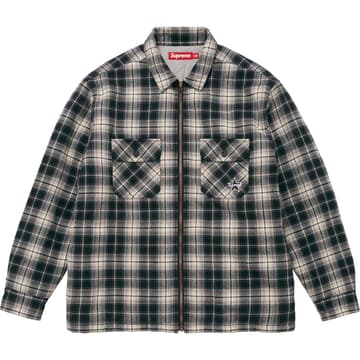 Supreme Thermal Lined Zip Up Flannel Shirt