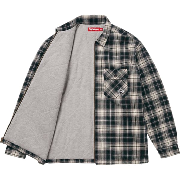Supreme Thermal Lined Zip Up Flannel Shirt - Black (front)