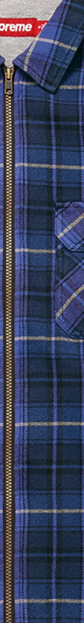 Supreme Thermal Lined Zip Up Flannel Shirt - Blue (front)