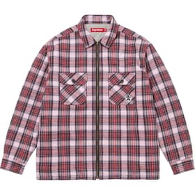 Supreme Thermal Lined Zip Up Flannel Shirt Pink