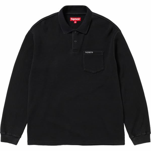 Supreme Thermal L/S Polo - Black (front)