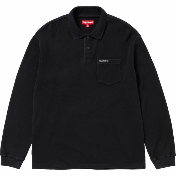 Supreme Thermal L/S Polo - Black (front)