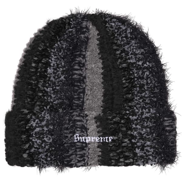 Supreme Tinsel Stripe Beanie - Black (front)