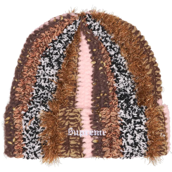 Supreme Tinsel Stripe Beanie - Brown (front)