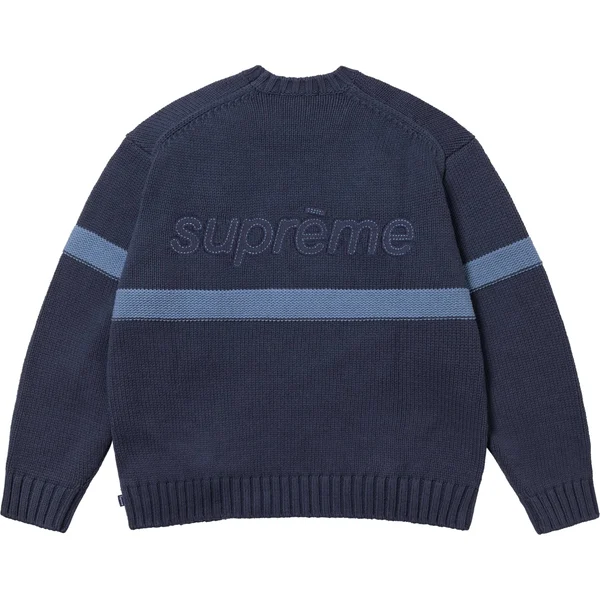 Supreme Tonal Appliqué Sweater - Navy (front)