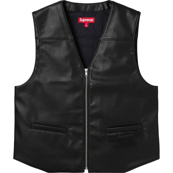 Supreme Toy Machine Faux Leather Vest - Black (front)