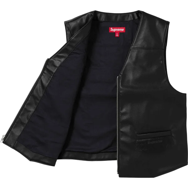 Supreme Toy Machine Faux Leather Vest - Black (front)