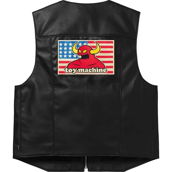Supreme Toy Machine Faux Leather Vest - Black (front)
