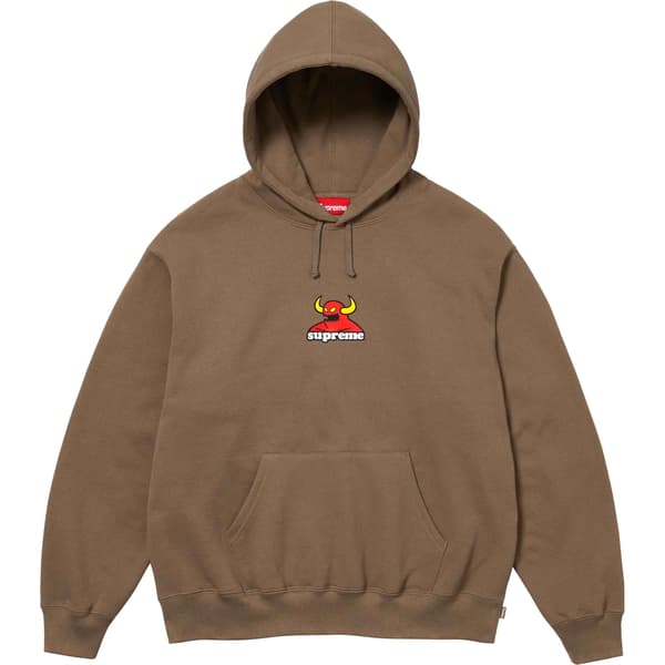 Supreme Toy Machine Hooded Sweatshirt - Dusty Brown (front)