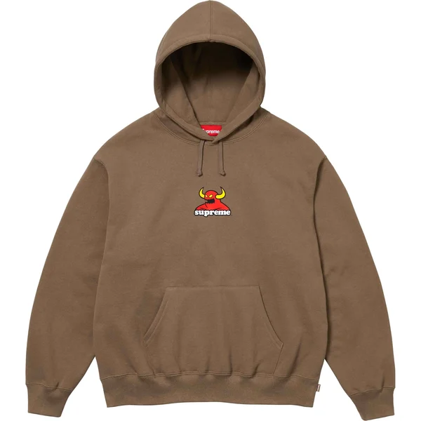 Supreme Toy Machine Hooded Sweatshirt - Dusty Brown (front)
