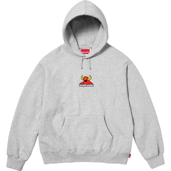 Supreme Toy Machine Hooded Sweatshirt - Heather Grey (front)