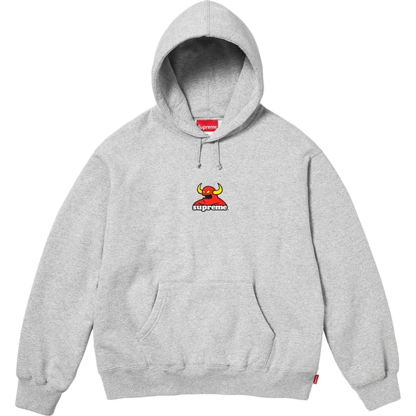 Supreme Toy Machine Hooded Sweatshirt - Heather Grey (front)