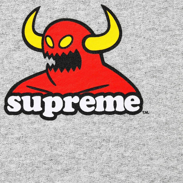 Supreme Toy Machine Hooded Sweatshirt - Heather Grey (front)