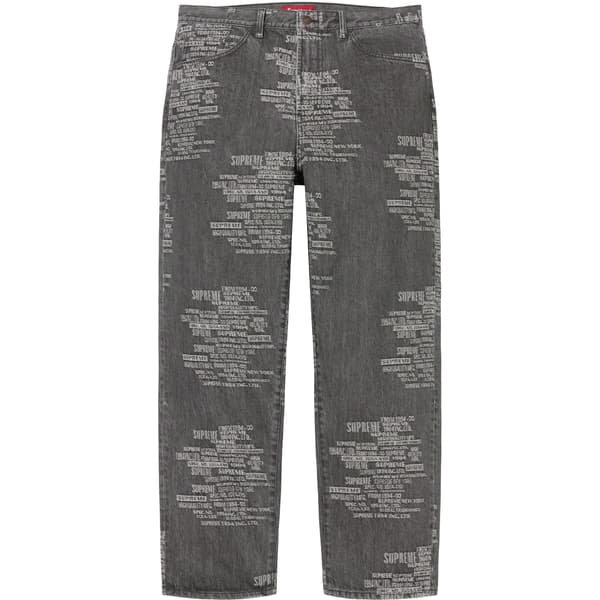 Supreme Trademark Jacquard Baggy Jean - Washed Black (front)