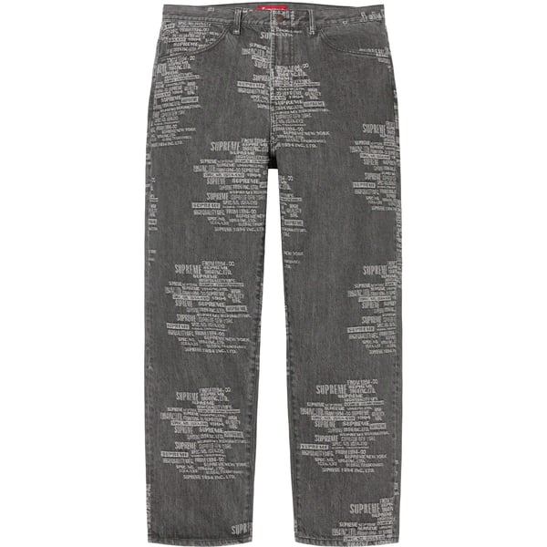 Supreme Trademark Jacquard Baggy Jean - Washed Black (front)