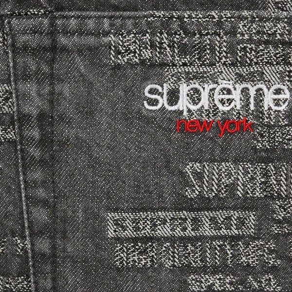 Supreme Trademark Jacquard Baggy Jean - Washed Black (front)