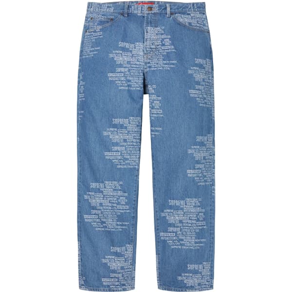 Supreme Trademark Jacquard Baggy Jean - Washed Blue (front)