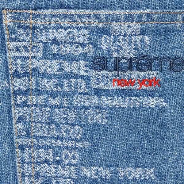 Supreme Trademark Jacquard Baggy Jean - Washed Blue (front)