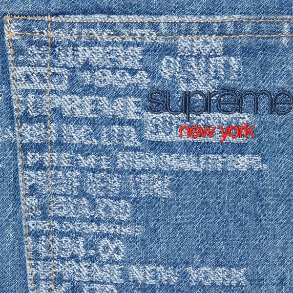 Supreme Trademark Jacquard Baggy Jean - Washed Blue (front)