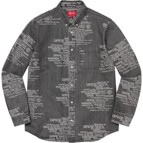 Supreme Trademark Jacquard Denim Shirt Washed Black