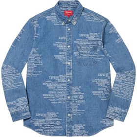 Supreme Trademark Jacquard Denim Shirt Washed Blue