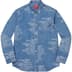 Supreme Trademark Jacquard Denim Shirt - Washed Blue (front)
