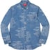 Supreme Trademark Jacquard Denim Shirt - Washed Blue (front)