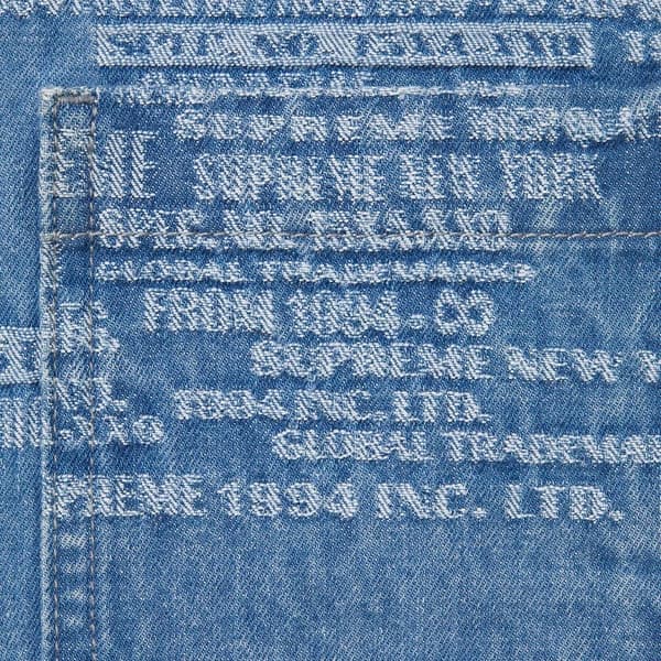 Supreme Trademark Jacquard Denim Shirt - Washed Blue (front)