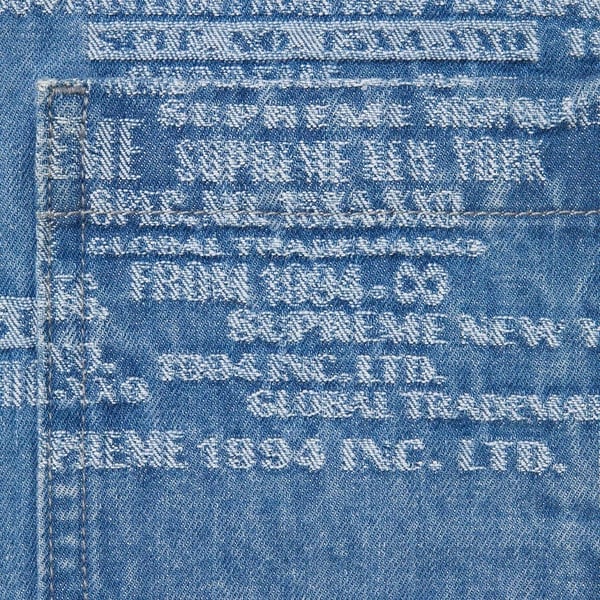 Supreme Trademark Jacquard Denim Shirt - Washed Blue (front)