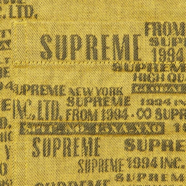 Supreme Trademark Jacquard Denim Shirt - Washed Yellow (front)