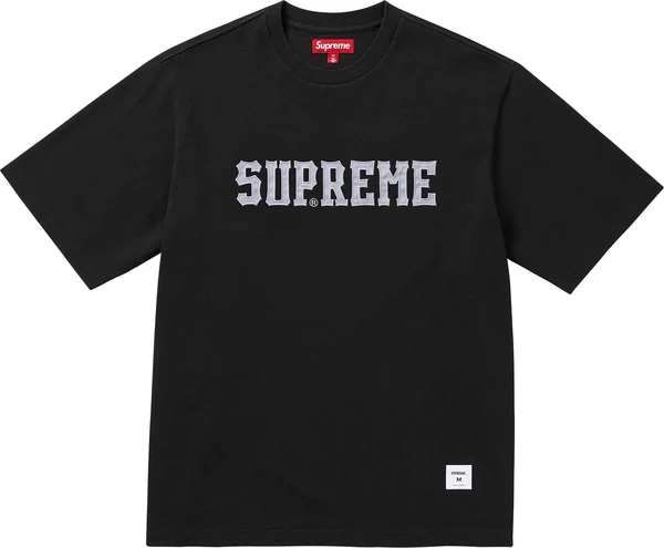 Supreme Twill Appliqué S/S Top - Black (front)