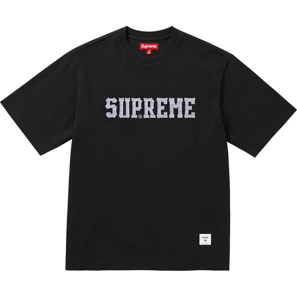 Supreme Twill Appliqué S/S Top - Black (front)