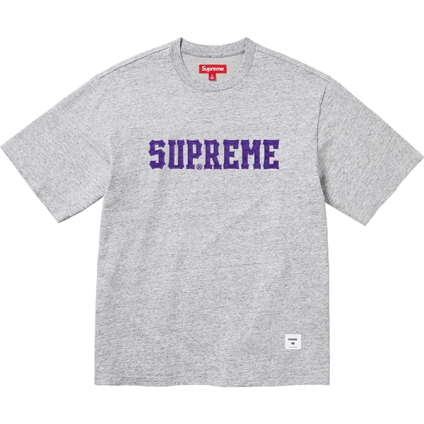 Supreme Twill Appliqué S/S Top - Heather Grey (front)