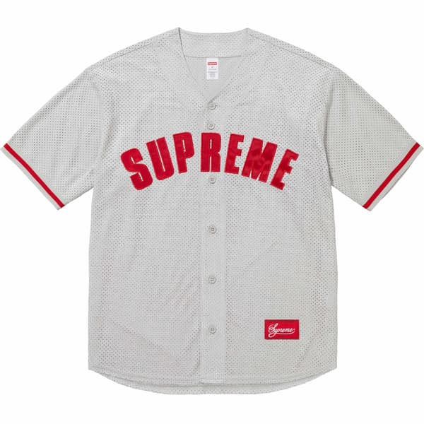 Supreme Ultrasuede Mesh Baseball Jersey - Grey (front)