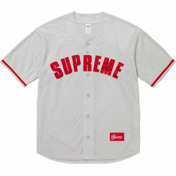 Supreme Ultrasuede Mesh Baseball Jersey - Grey (front)