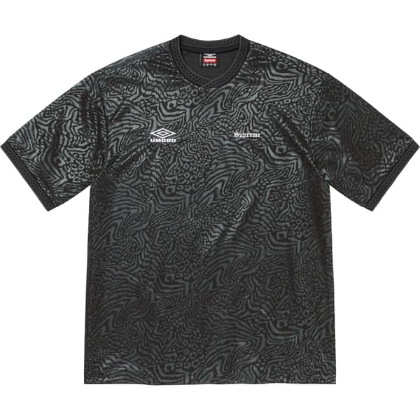 Supreme Umbro Jacquard Animal Print Soccer Jersey - Black (front)