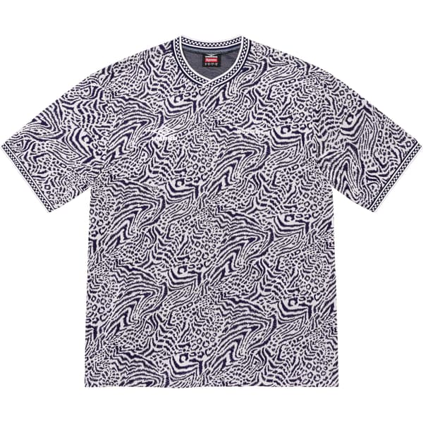 Supreme Umbro Jacquard Animal Print Soccer Jersey - Navy (front)