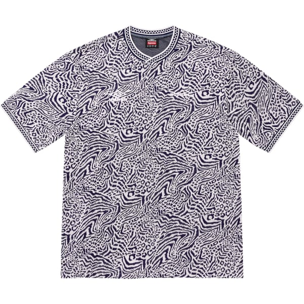 Supreme Umbro Jacquard Animal Print Soccer Jersey - Navy (front)