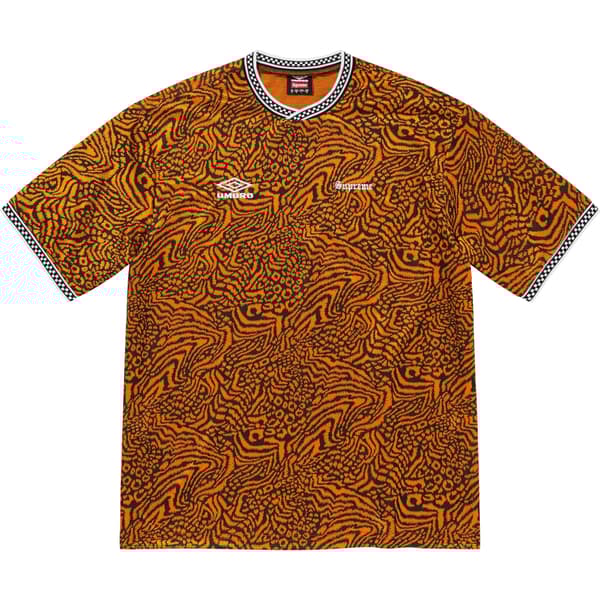 Supreme Umbro Jacquard Animal Print Soccer Jersey - Orange (front)