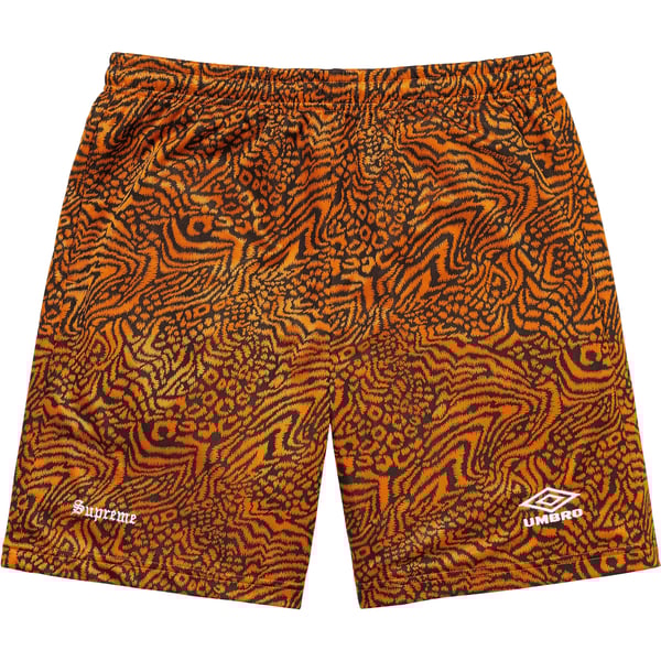 Supreme Umbro Jacquard Animal Print Soccer Short - Orange (front)