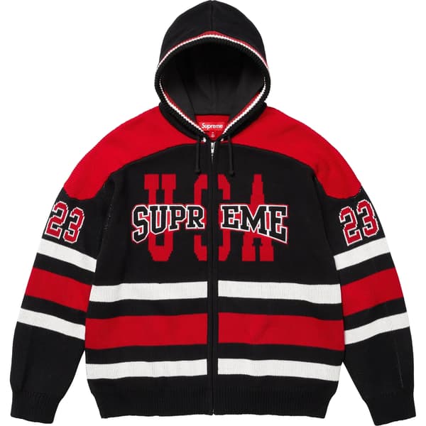 Supreme USA Zip Up Hooded Sweater - Black (front)