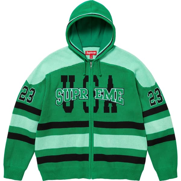 Supreme USA Zip Up Hooded Sweater - Green (front)