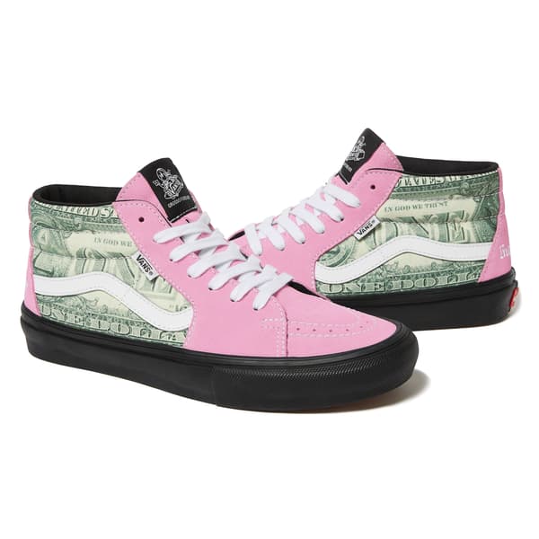Supreme Vans Dollar Skate Grosso Mid - Pink (front)