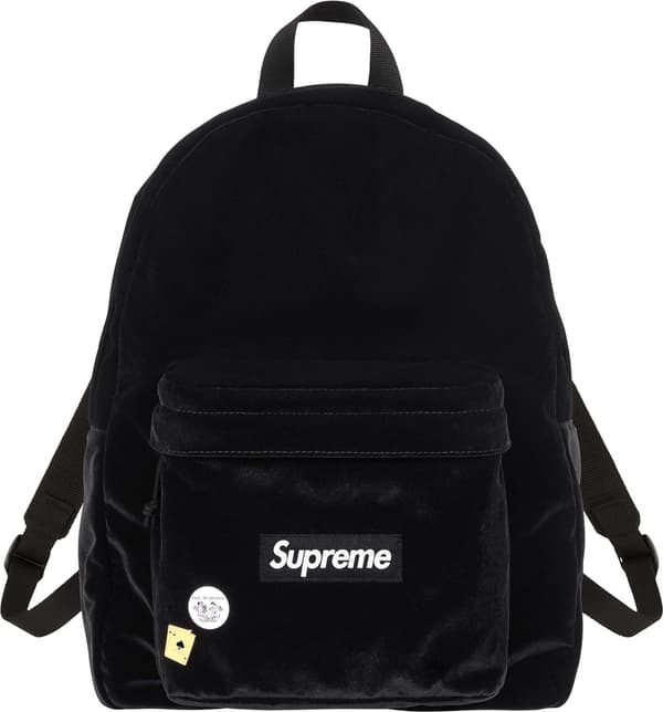 Supreme Velvet Backpack - Black (front)
