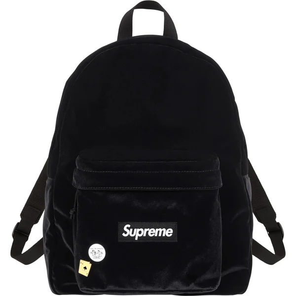 Supreme Velvet Backpack - Black (front)
