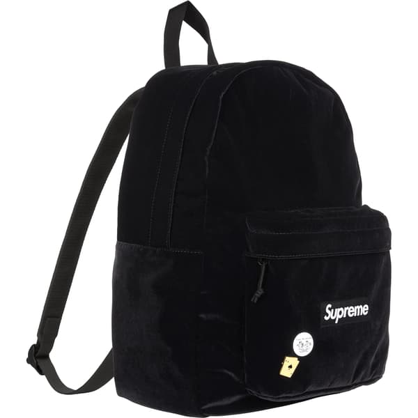 Supreme Velvet Backpack - Black (front)