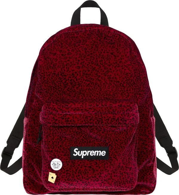 Supreme Velvet Backpack - Red Leopard (front)